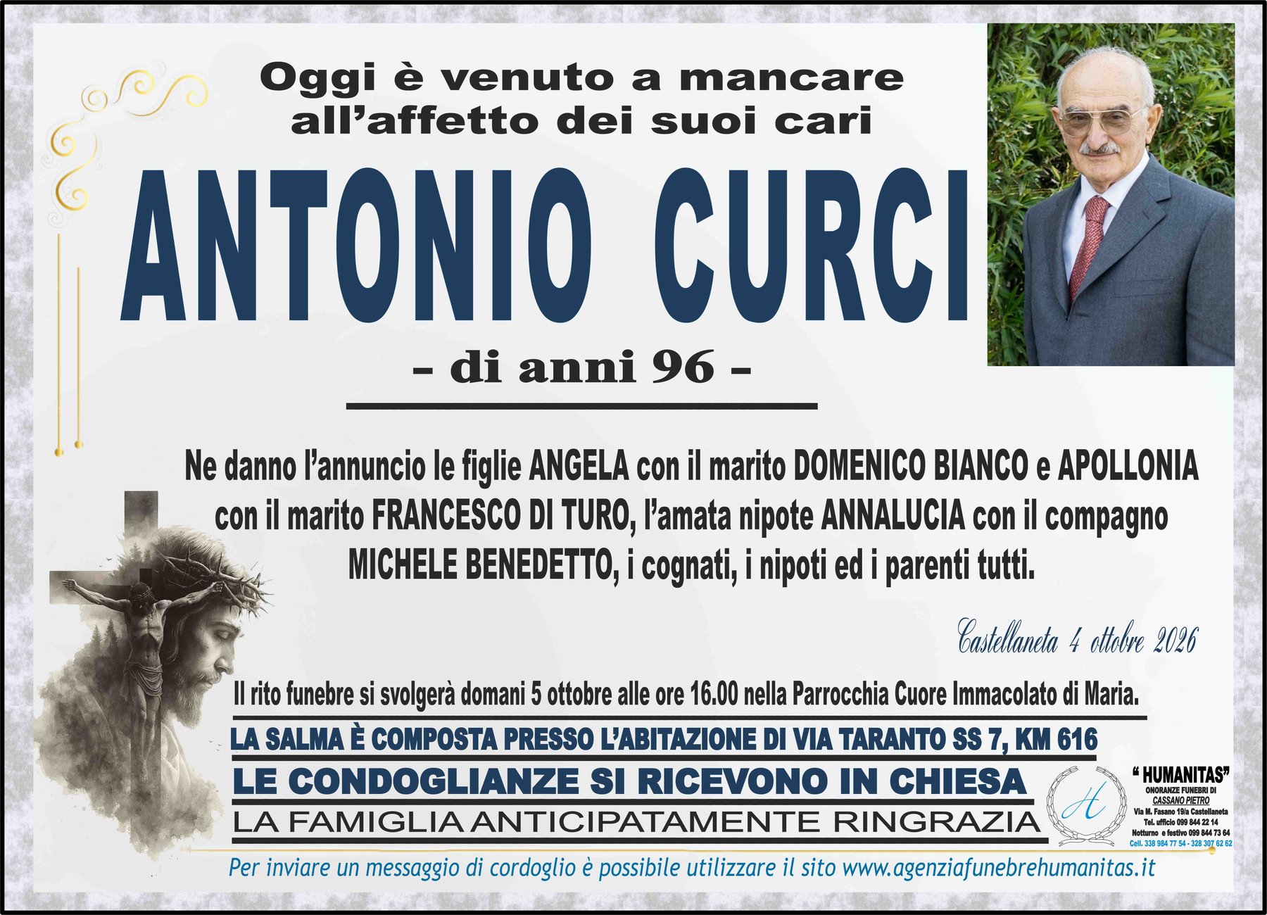 Manifesto funebre di Antonio Curci