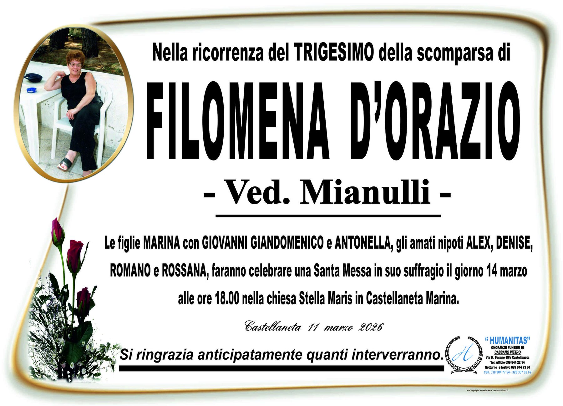 Manifesto di Filomena D'Orazio
