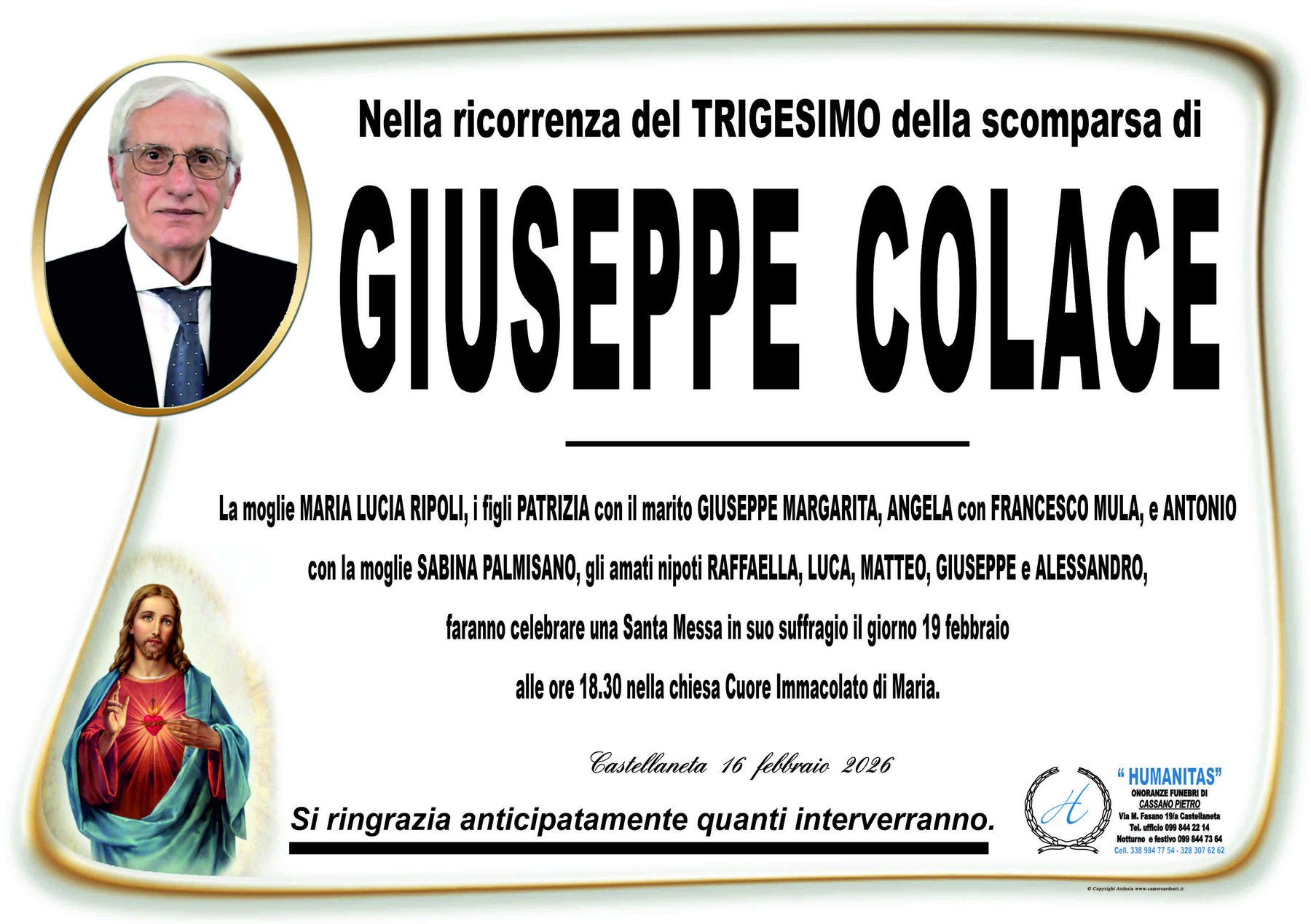 Manifesto di Giuseppe Colace