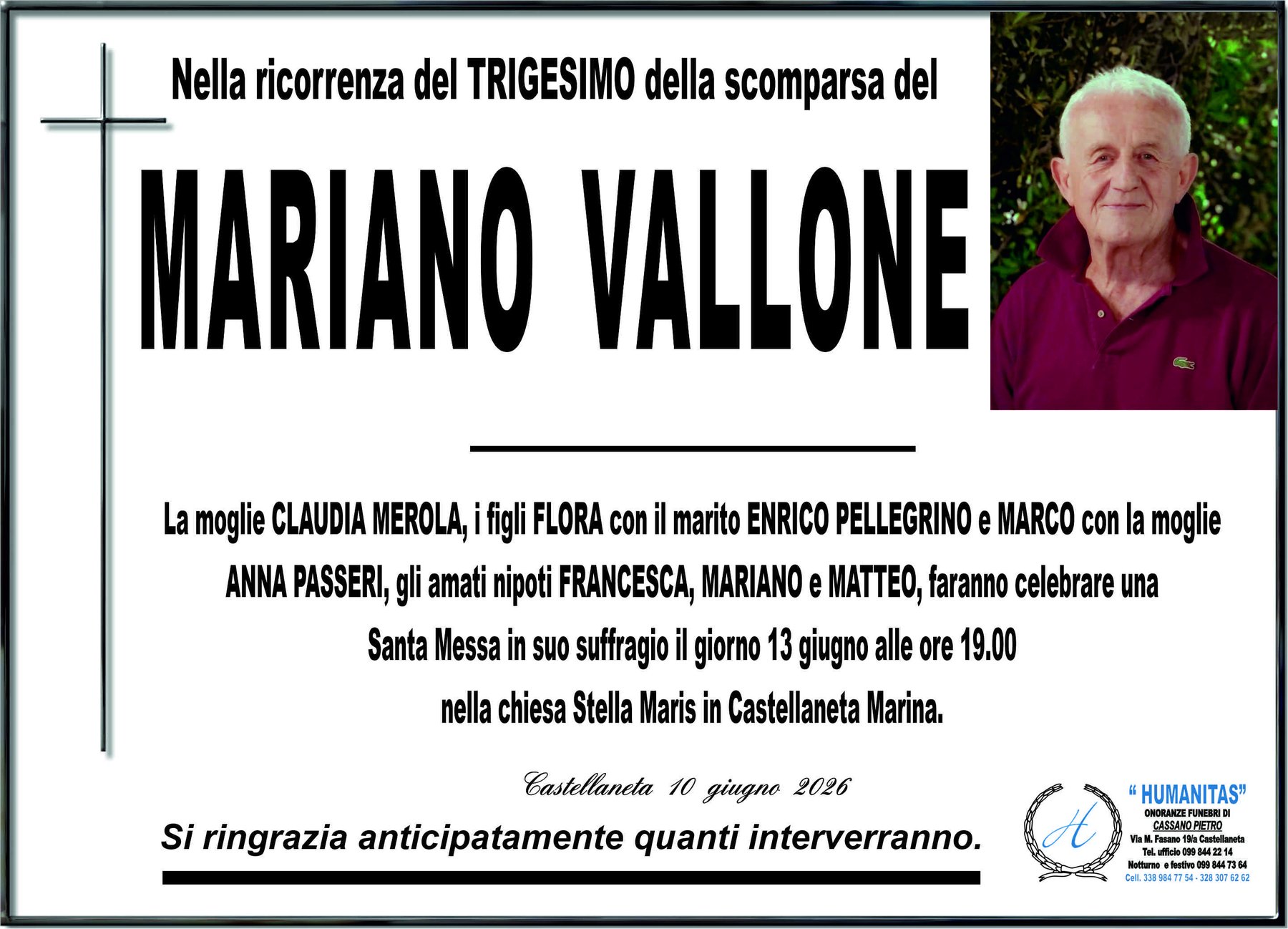 Manifesto di Mariano Vallone